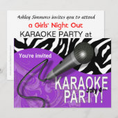 ゼブラ·カラオケ·ガールズ·ナイトアウト·パーティー 招待状 (正面/裏面)