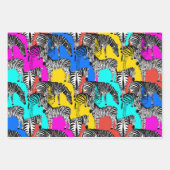 ゼブラ，カラフルアポップ・アートのート，抽象芸術，動物          ラッピングペーパーシート (正面3)