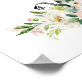 ゼブラ，サファリ，ジャングル，ピンクの花，女の子の子供部屋 ポスター (角)