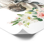 ゼブラ、サファリ、ジャングル、ピンクの花、女の子の寝室 ポスター (角)