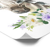 ゼブラ、サファリ、パープルの花、男女兼用 ポスター (角)