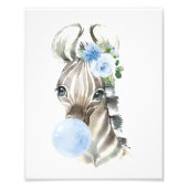 ゼブラ,サファリ,ブルーバブルガム,男の子子供部屋 フォトプリント (正面)