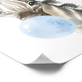 ゼブラ,サファリ,ブルーバブルガム,男の子子供部屋 ポスター (角)