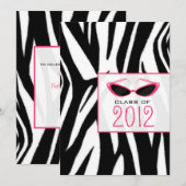 ゼブラ & サングラス 2012 卒業パーティー招待状 招待状 (正面/裏面)