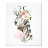 ゼブラ，ジャングル，ピンクバブルガム，女の子子供部屋 フォトプリント            (正面)