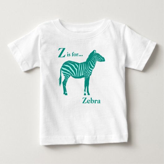 ゼブラ – ターコイズとアクア ベビーTシャツ (正面)