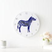 ゼブラ – ダークコバルトブルーとホワイト ラージ壁時計 (ホーム)
