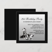 ゼブラ ハイ ヒール 21歳の誕生日パーティー 招待状 (正面/裏面)