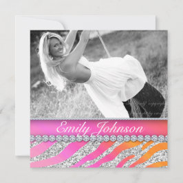 ゼブラ バースデーパーティー ピンク オレンジ ジュエリー 招待状