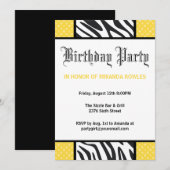 ゼブラ·バースデー·パーティーの招待 招待状 (正面/裏面)