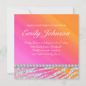 ゼブラ バースデー パーティー ピンク オレンジ ジュエリー 招待状 (裏面)