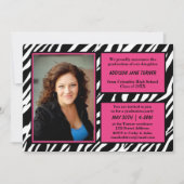 ゼブラ（ピンクトリム付き） （写真付き） -グラッドアナウンス 招待状 (正面)