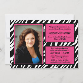 ゼブラ(ピンクトリム付き) (写真付き) -グラッドアナウンス 招待状