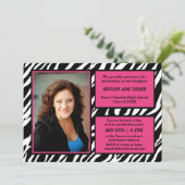 ゼブラ（ピンクトリム付き） （写真付き） -グラッドアナウンス 招待状 (スタンド正面)