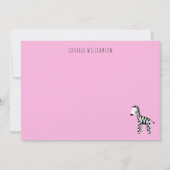 ゼブラ ピンク ノートカード (正面)