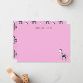 ゼブラ ピンク ノートカード (正面/裏面インサイチュ)