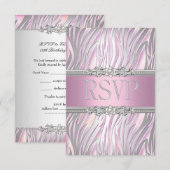 ゼブラ ピンク ホワイト シルバー RSVP 返信 (正面/裏面)