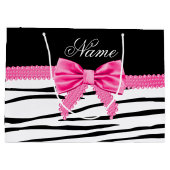 ゼブラ·ピンク·ボストライプのウと名付ける ラージペーパーバッグ (裏面)