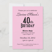 ゼブラ・ファシエーション 40歳の誕生日パーティー 招待状 (裏面)