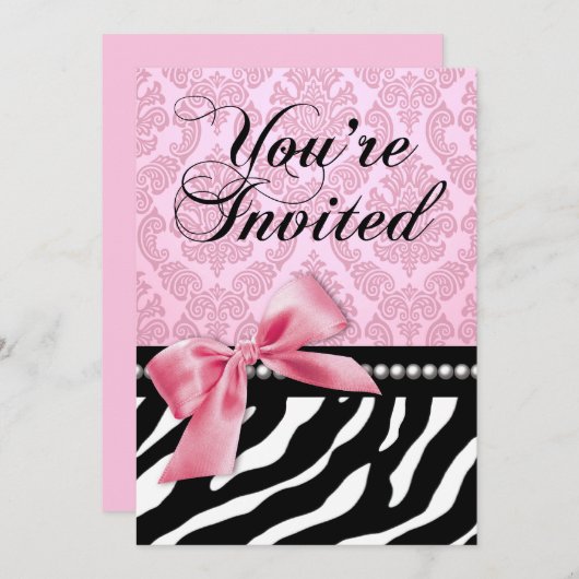 ゼブラ・ファシエーション 40歳の誕生日パーティー 招待状 (正面/裏面)