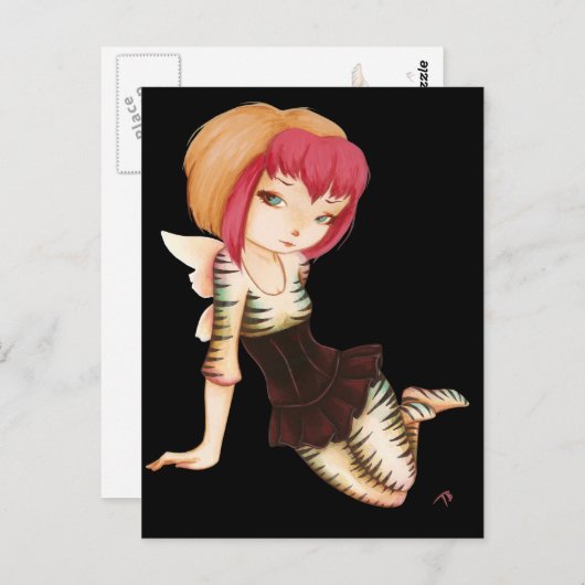 ゼブラ – ファンタジー妖精ゴシックアート ポストカード (正面/裏面)