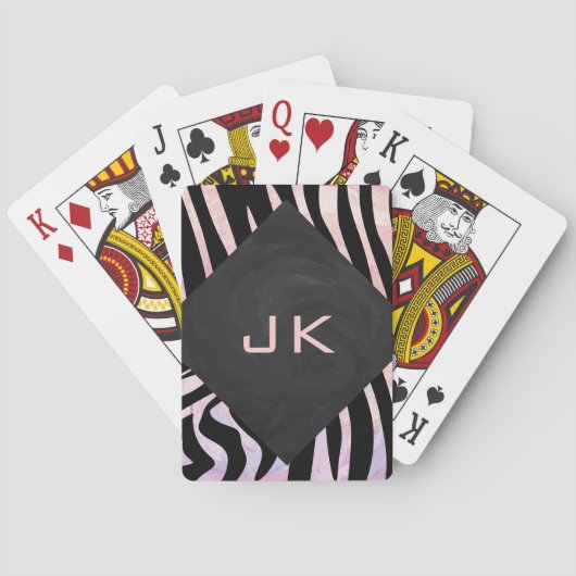 ゼブラ ブラックとピンクのモノグラム トランプ (裏面)