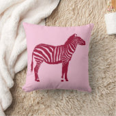 ゼブラ – ブルゴーニュとピンク クッション (ブランケット)