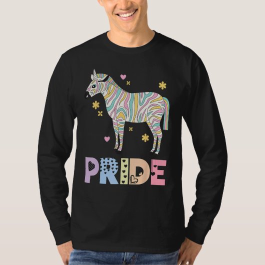 ゼブラ プライド レインボー 動物 LGBTQIA メンズ レディース ガールズ Tシャツ (正面)