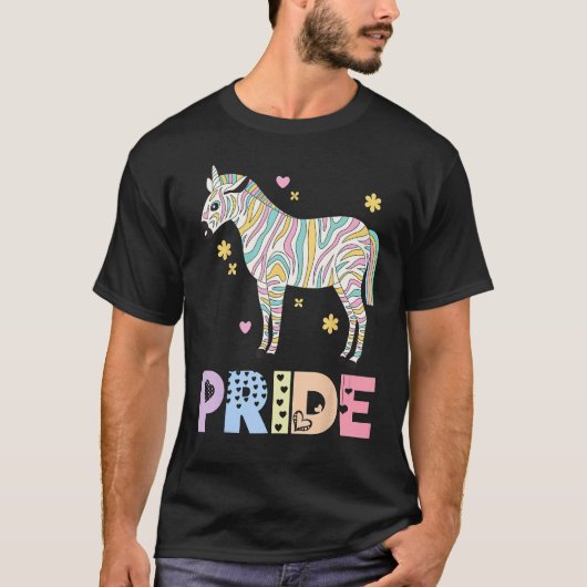 ゼブラ プライド レインボー 動物 LGBTQIA 男女 女子 Tシャツ (正面)