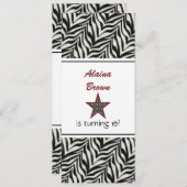 ゼブラ·プリント星誕生日パーティーの招待 招待状 (正面/裏面)