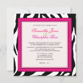 ゼブラ+ホットピンクの水玉模様 DIY カラー 招待状 (裏面)