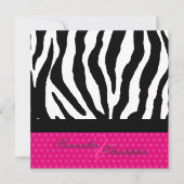 ゼブラ+ホットピンク水玉模様DIYカラー 招待状 (正面)