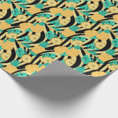 ゼブラ、モンステラ、パイナップル：夏のパターン。 ラッピングペーパー (角)