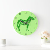 ゼブラ – ライムシェードグリーン ラージ壁時計 (ホーム)