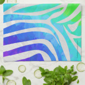 ゼブラ レインボー ホワイトプリント キッチンタオル (折り畳み)