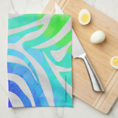ゼブラ レインボー ホワイトプリント キッチンタオル (四つ折り)