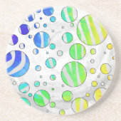 ゼブラ レインボー ホワイト プリント コースター (正面)