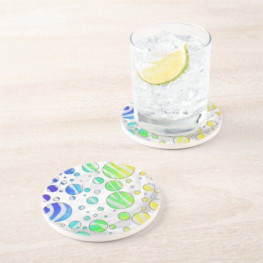 ゼブラ レインボー ホワイト プリント コースター (側面)