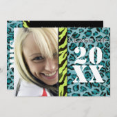 ゼブラ·レオパード·プリント卒業発表 招待状 (正面/裏面)