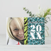 ゼブラ レオパード プリント 卒業発表 招待状 (スタンド正面)