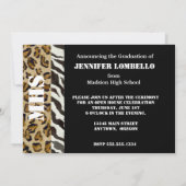 ゼブラ・レオパード・プリント、卒業発表 招待状 (裏面)