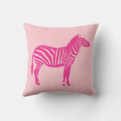 ゼブラ – 明るい赤紫色と淡いピンク クッション (裏面)