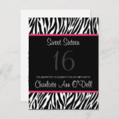 ゼブラ；誕生日の招待状 インビテーションポストカード (正面/裏面)