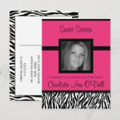 ゼブラ；誕生日の招待状 インビテーションポストカード (正面/裏面)