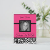 ゼブラ；誕生日の招待状 インビテーションポストカード (スタンド正面)