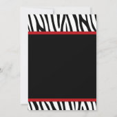 ゼブラ 赤 印刷 ボウ 卒業パーティー 招待状 (裏面)