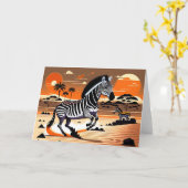 ゼブラ：黒、白、オレンジ カード (黄色い花)