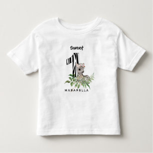 *～*ゼブラONEジャングル第一誕生日の女の子 トドラーTシャツ