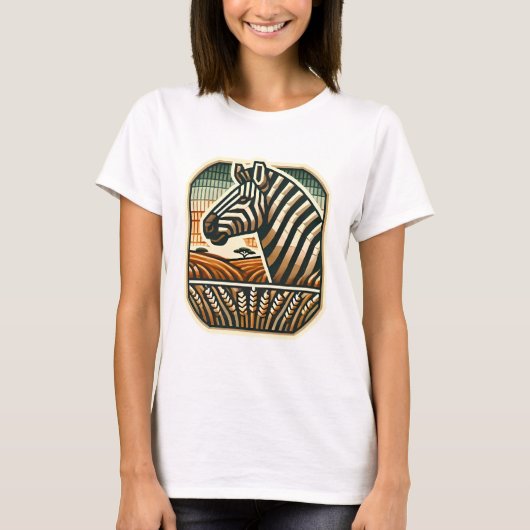 ゼブラTシャツのレトロモザイクロゴ Tシャツ (正面)