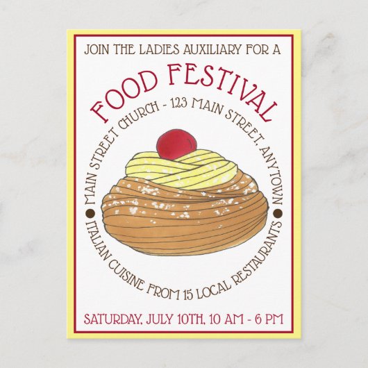 ゼポールペストリーイタリアンシシリア料理フェスティバル インビテーションポストカード (正面)